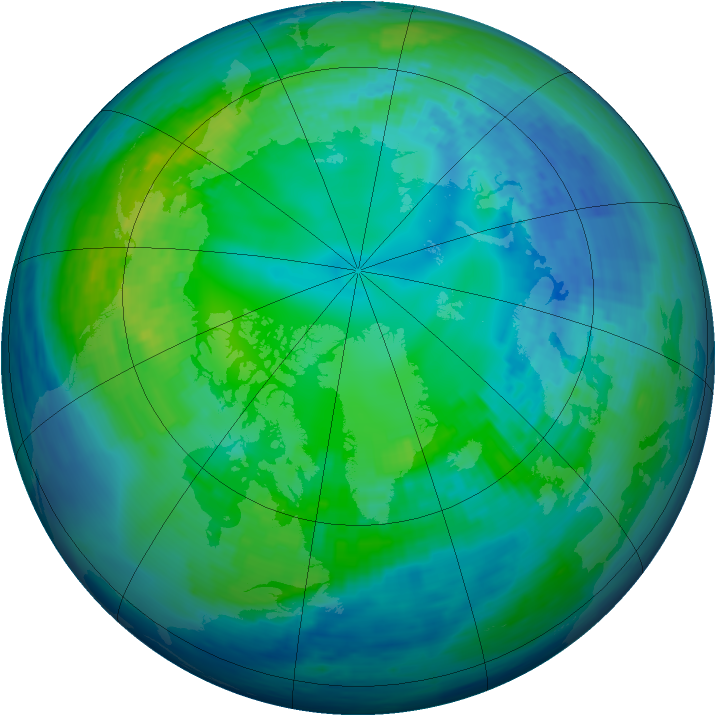 Arctic ozone map for 27 October 1994